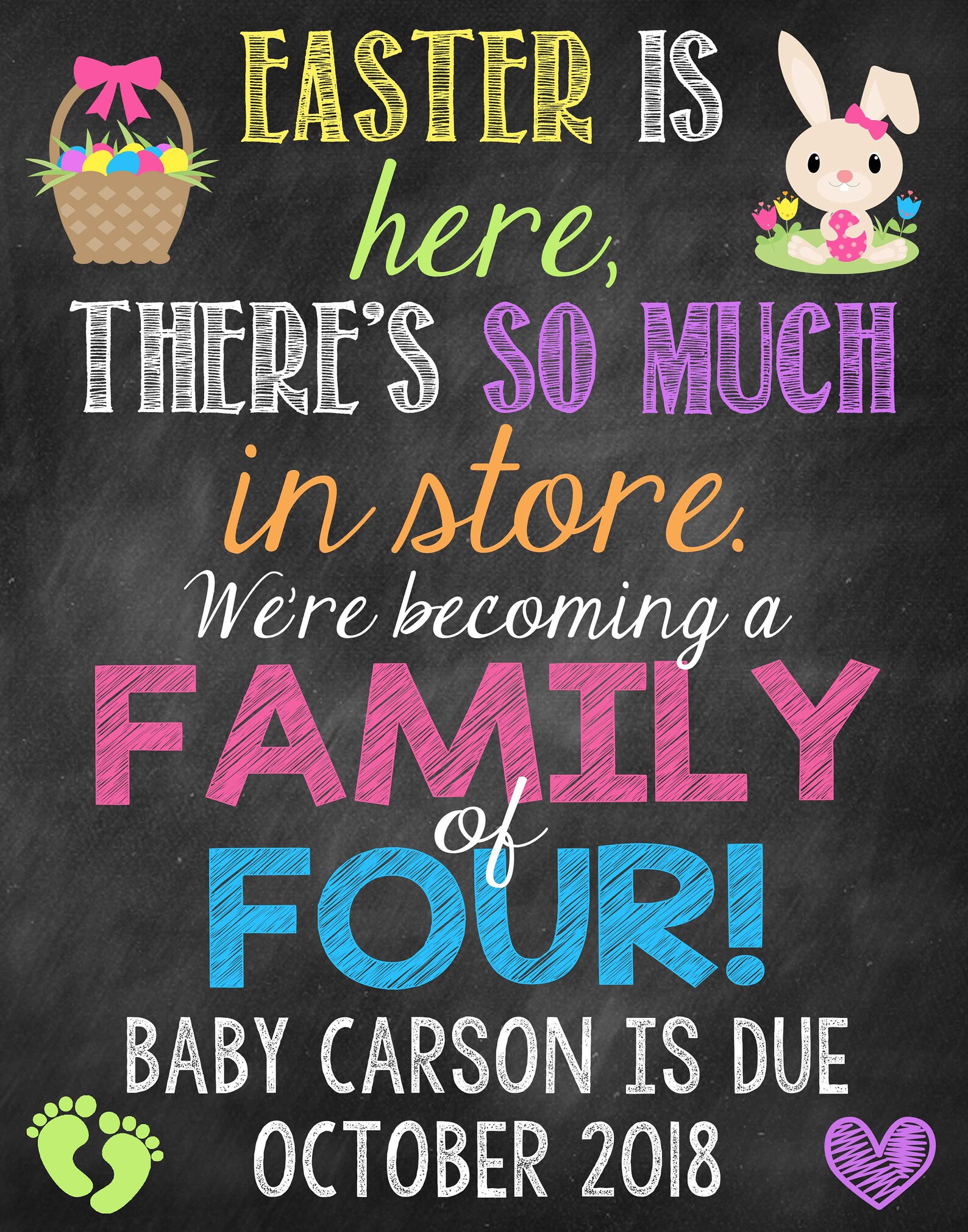 Easter Pregnancy Announcement Easter Announcement Easter Etsy