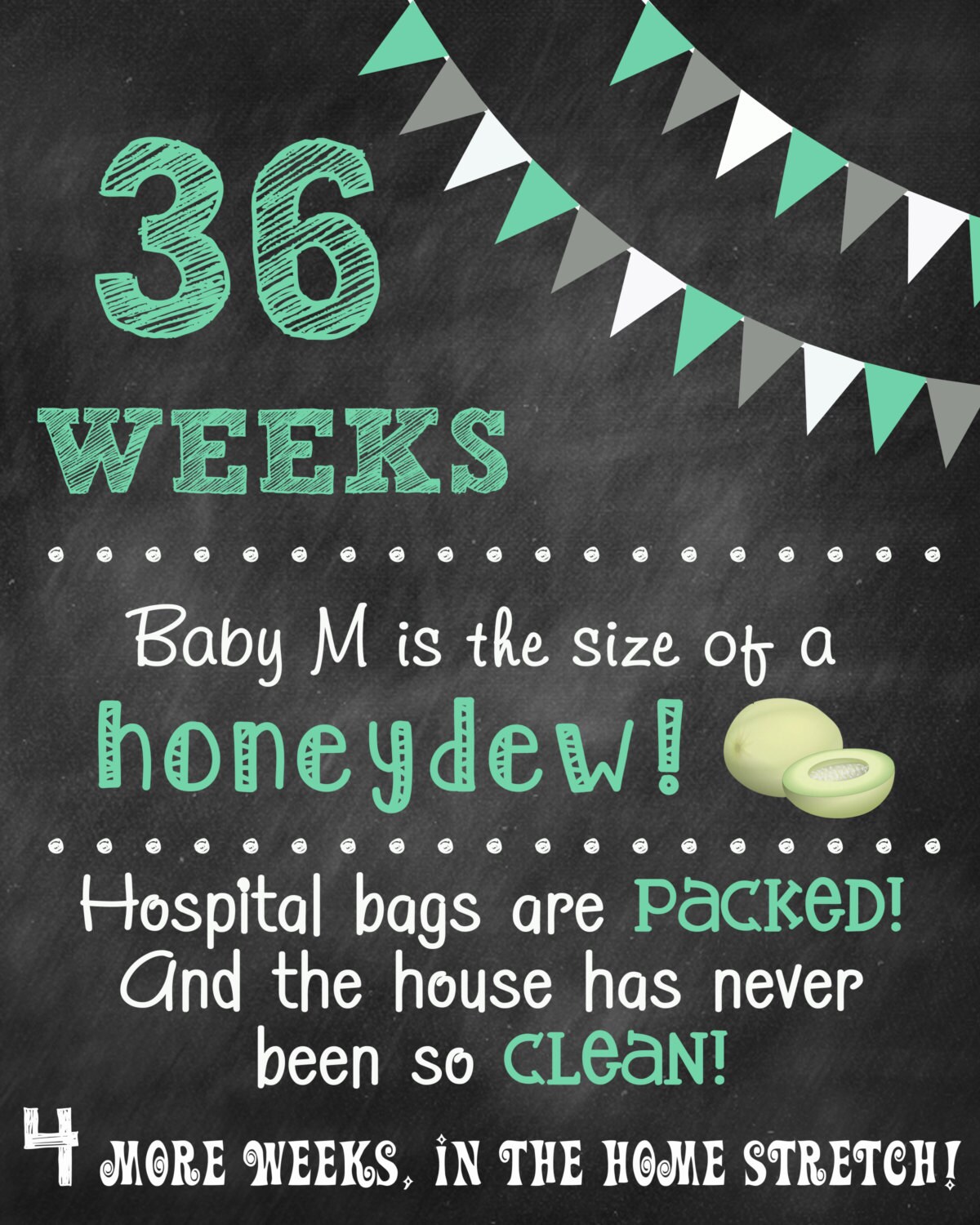 Printable Pregnancy Countdown Chalkboard Photo Prop Sign Set Etsy