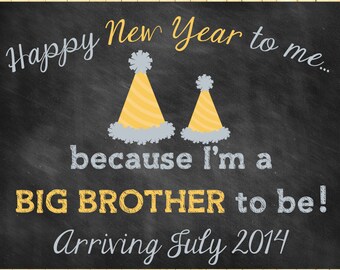 Custom Printable New Years Pregnancy Announcement // Pregnancy Reveal // Big Brother