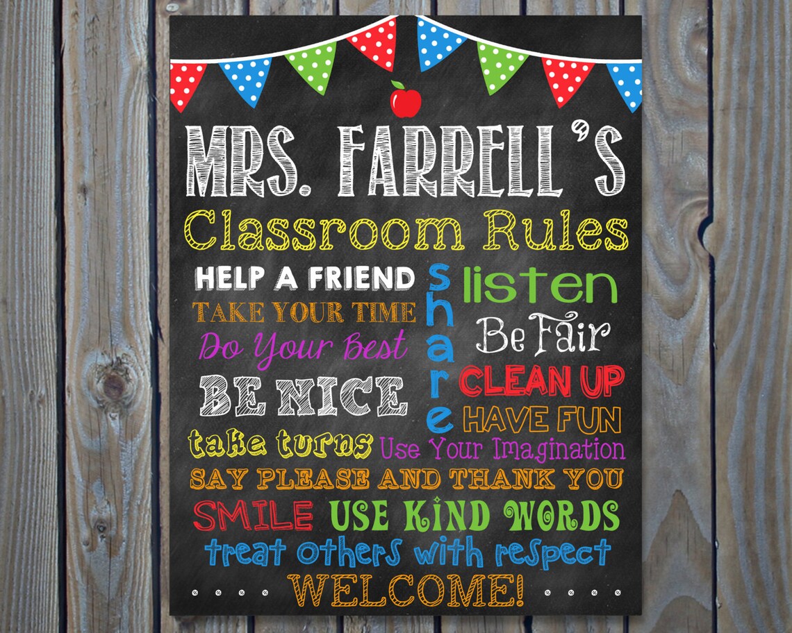 Classroom Rules Chalkboard // Classroom Rules // Teacher Etsy