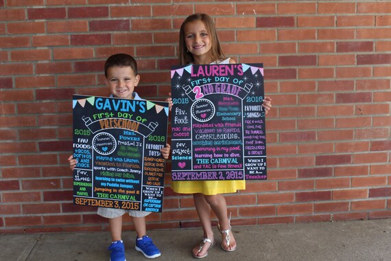 First Day of School Chalkboard Poster Sign First Day of School First Day of Preschool, Kindergarten, 1st, 2nd, 3rd, 4th, 5th, 6th, etc Il_570xn