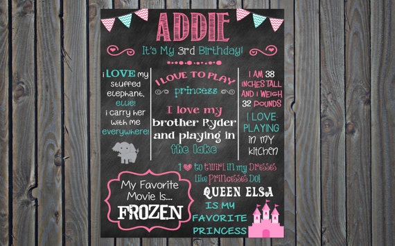 Items similar to Custom Printable Birthday Chalkboard Poster Board Sign ...