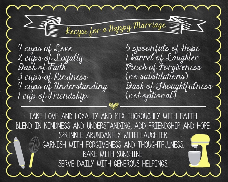It is a graphic of Soft Recipe for a Happy Marriage Printable It is a picture of Soft Recipe for a Happy Marriage Printable