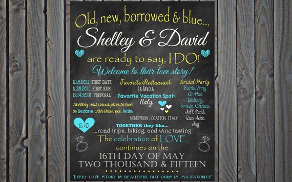 Bridal Shower Poster Bridal Shower Chalkboard Engagement Party Poster Engagement Party Chalkboard // 16x20 // You Choose Colors Il_570xn