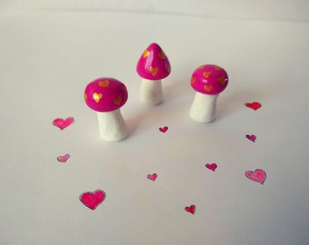 Fairy Garden Valentine's Day Heart Mini Mushrooms Miniature Garden Accessories