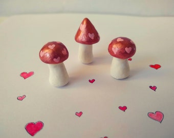 Fairy Garden Valentine's Day Heart Mini Mushrooms Miniature Garden Accessories