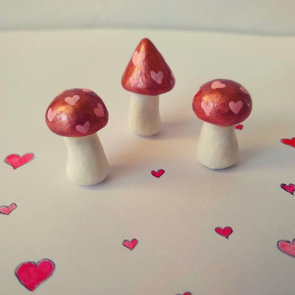 Fairy Garden Valentine's Day Heart Mini Mushrooms Miniature Garden Accessories