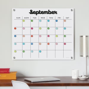 Dry Erase Calendar | Magnetic Acrylic Planner | Lucite Board | Monthly Whiteboard Calendar | Home Office Organizer | Magnetic Command Center