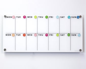 Magnetic 2 Week Planner Acrylic Wall Calendar | Lucite Dry Erase Board | Premium Clear Calendar with Standoff | Home Office Organizer