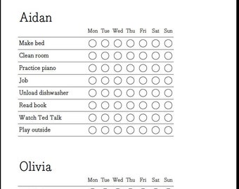 EDITABLE Chore Chart