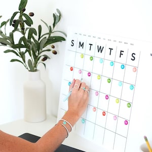 Acrylic Dry Erase Calendar for Non-Magnetic Fridge or Dorm Room | Premium Wall Calendar with Optional Magnetic Surface | Acrylic Whiteboard