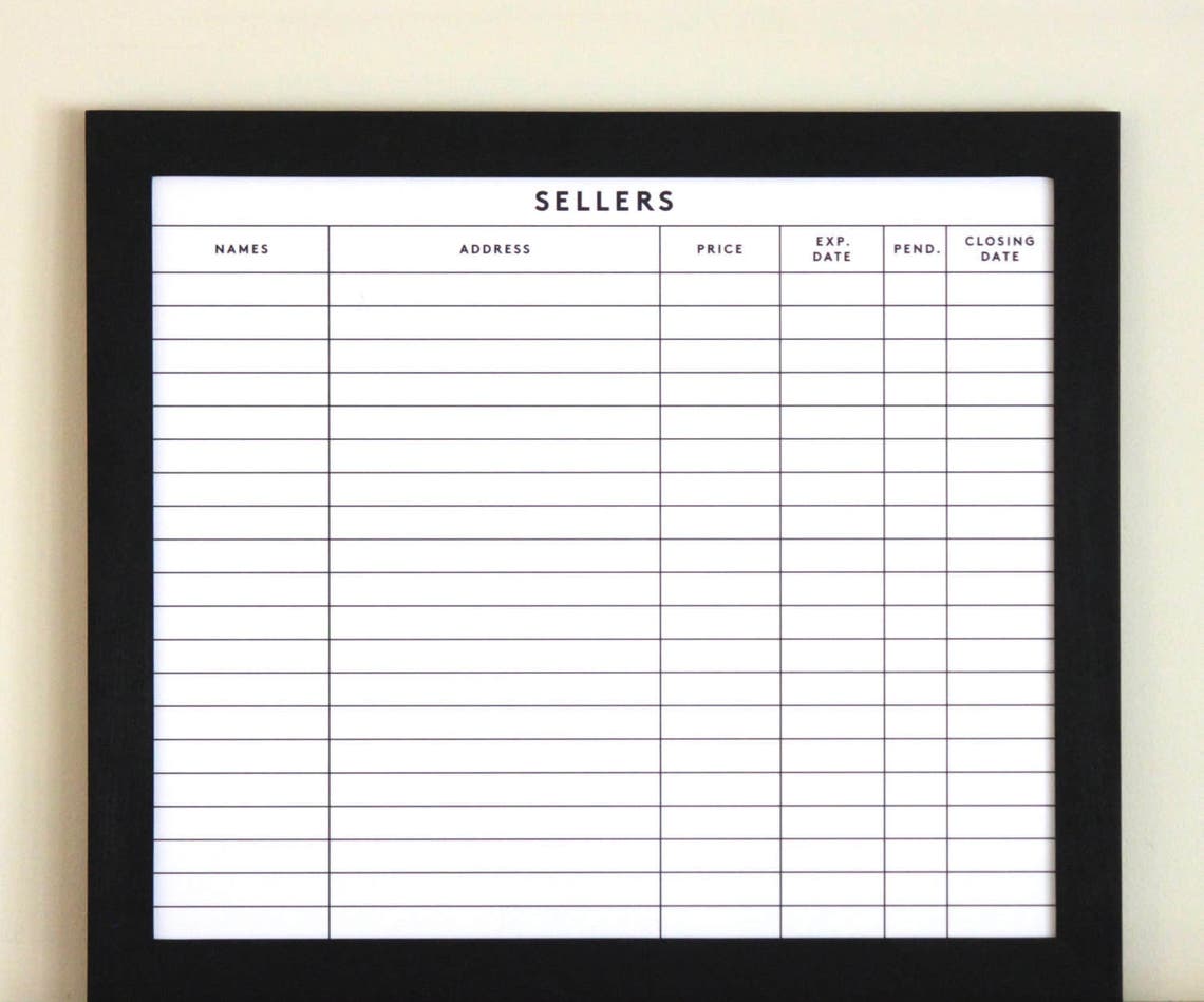 Dry erase board for Real Estate Agents Etsy