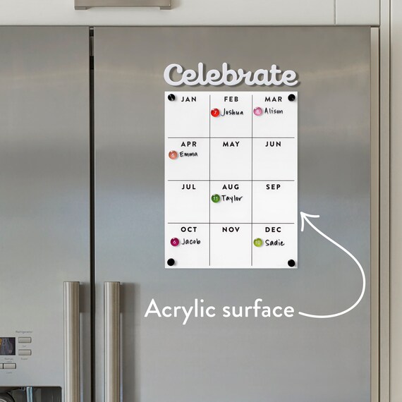 Fridge Calendar Acrylic Fridge Calendar Birthday Calendar Dry Erase Calendar  - Etsy