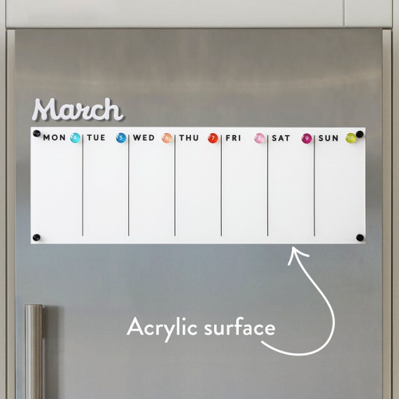 Fridge Calendar Acrylic Fridge Calendar Lucite Calendar Dry Erase Calendar  Weekly Calendar. - Etsy