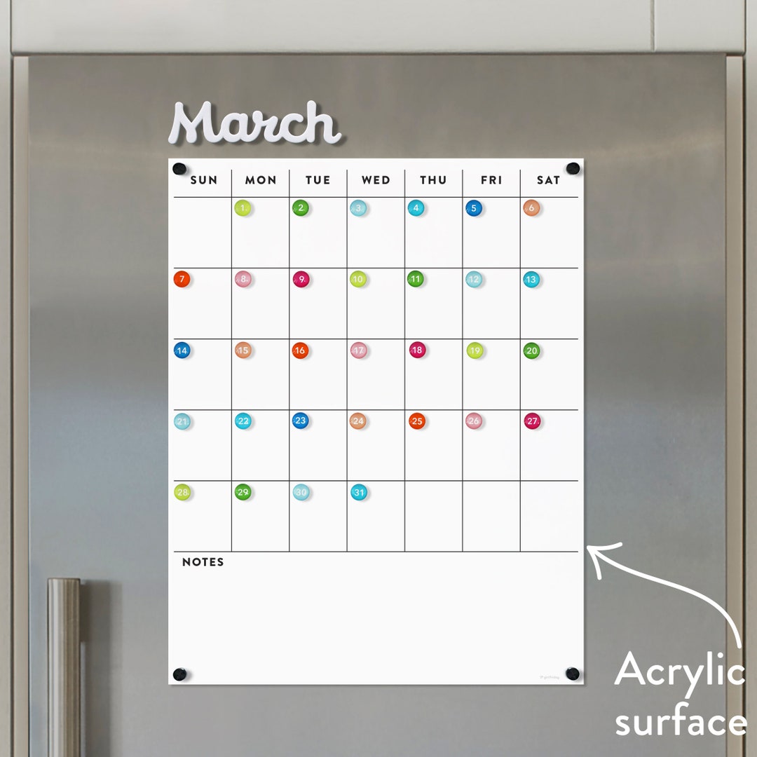 Dry Erase Calendar Fridge Calendar Acrylic Fridge Calendar Etsy