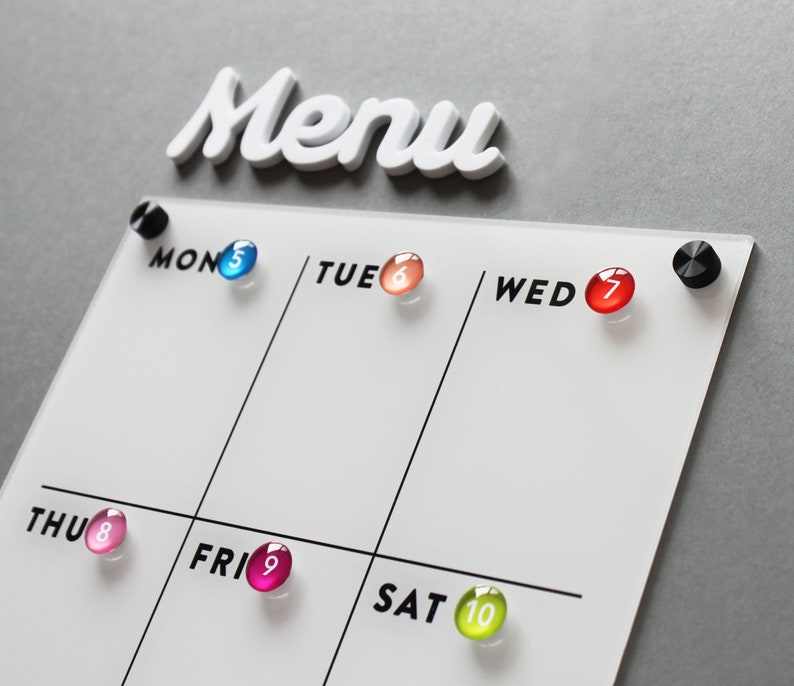 Dry Erase Menu Board Meal Planner Weekly Planner Acrylic Etsy