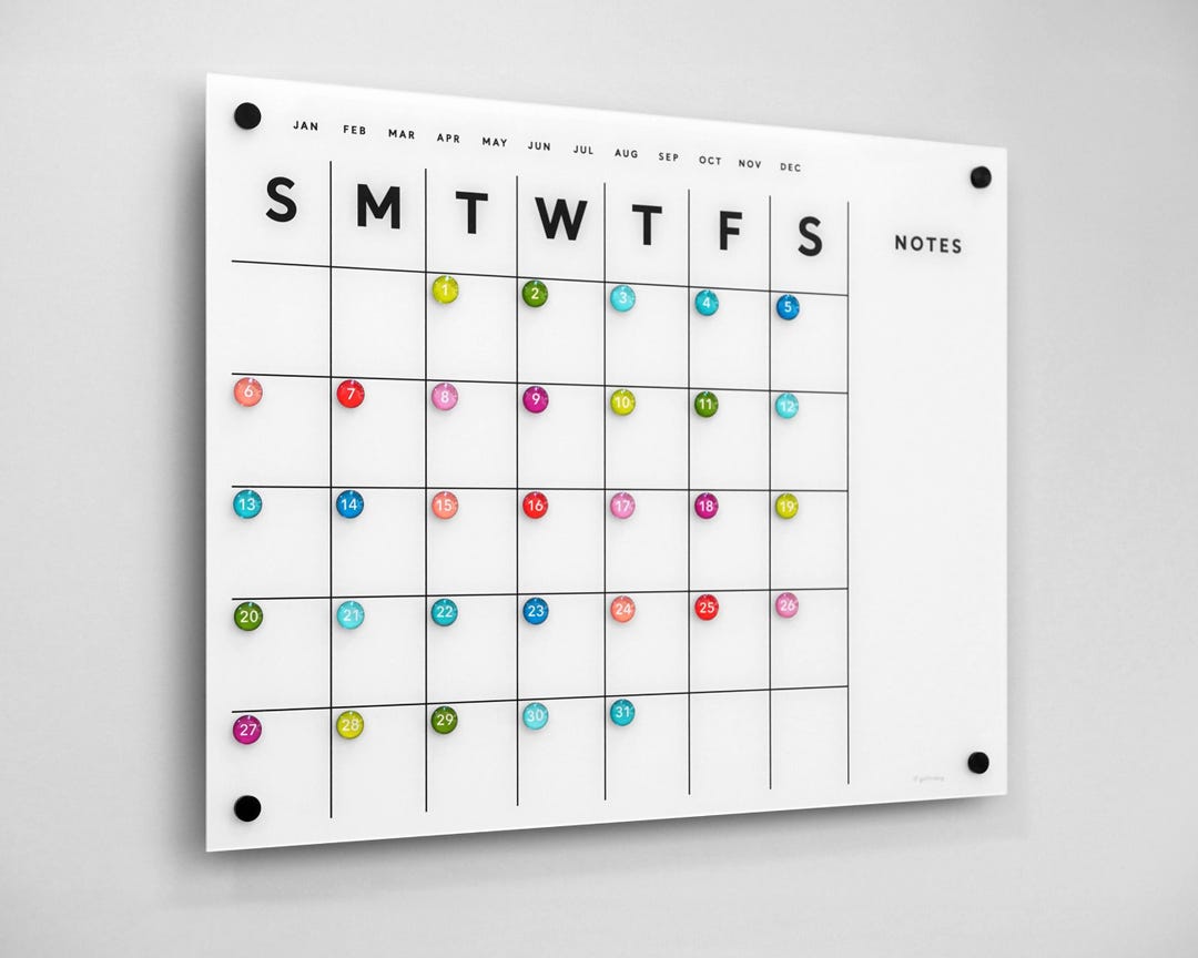 Stunning Magnetic Acrylic Wall Calendar With Notes Dry Erase
