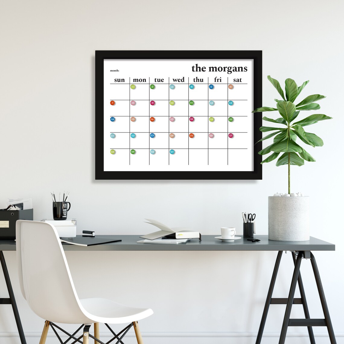 Dry Erase Calendar Framed Whiteboard Calendar Etsy