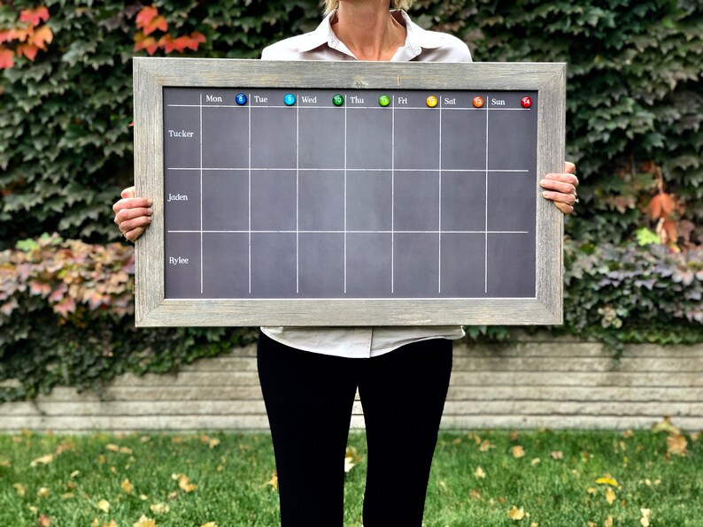 Family Command Center Dry Erase Framed Chalkboard Etsy