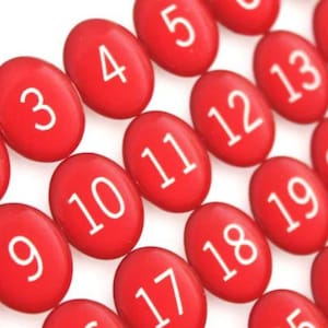 Set of 31 Red Glass Calendar Number Magnets for Organization | Fridge ...