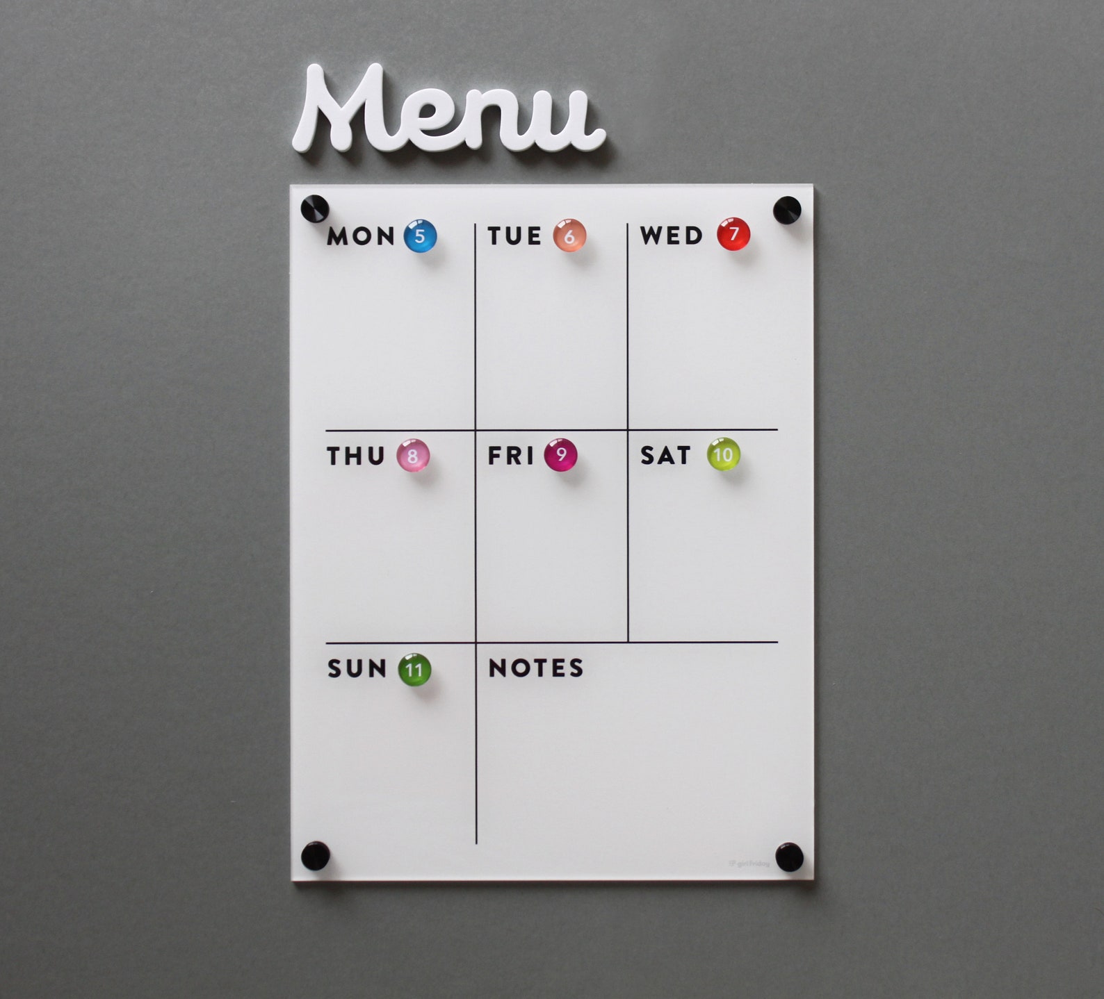 Dry Erase Menu Board Meal Planner Weekly Planner Acrylic Etsy