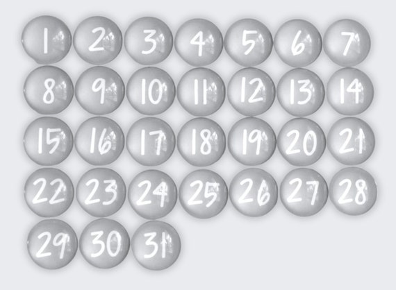 31 Classy Grey Glass Calendar Magnets | Magnetic Calendar Numbers | Two Sizes Available | Dry Erase Board Magnets | Best Magnetic Decor