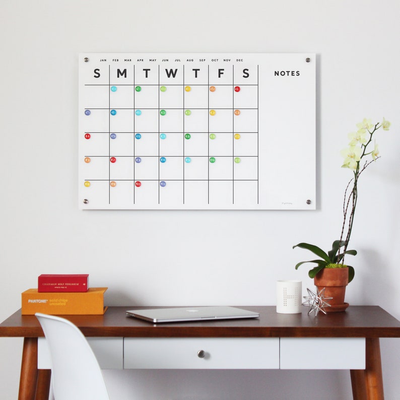 Acrylic Calendar Notes on side. Lucite calendar Etsy