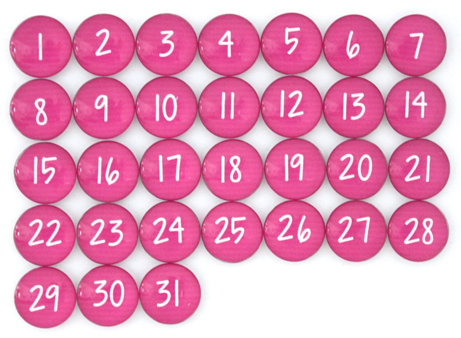 31 hot pink Calendar Number Glass Magnets NEW | Etsy