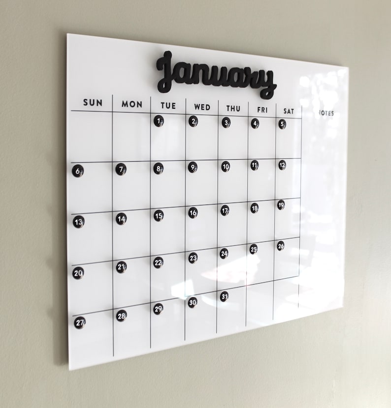 Dry Erase Calendar SMALL Magnetic Acrylic Calendar With Etsy Dry Erase Calendar SMALL Magnetic Acrylic Calendar With Etsy