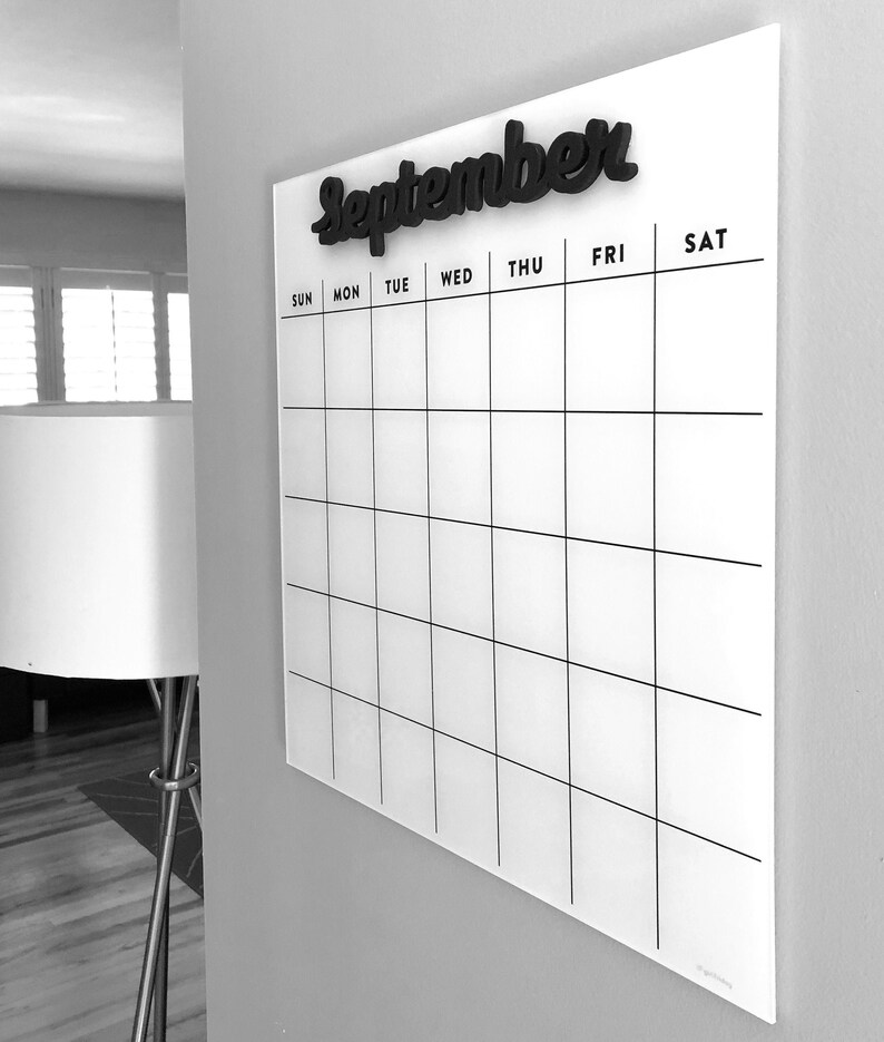 Dry Erase Calendar SMALL Magnetic Acrylic Calendar Lucite Etsy