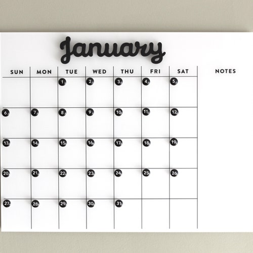 Dry Erase Calendar With Notes Custom Framed Etsy