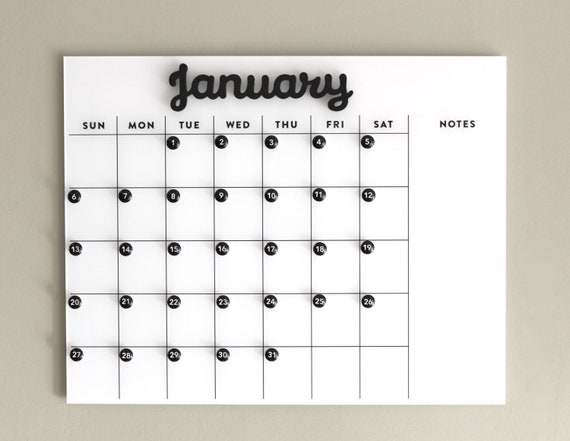 Dry Erase Calendar for Non-magnetic Fridge or DORM Room Magnetic Acrylic  Calendar With Month Words - Etsy