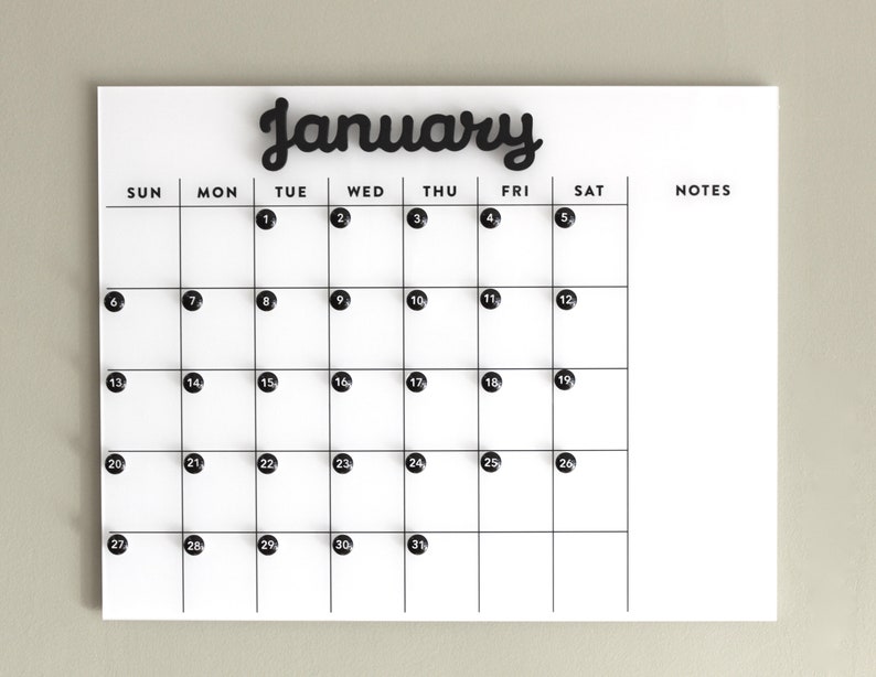 Dry Erase Calendar SMALL Acrylic Calendar With Etsy