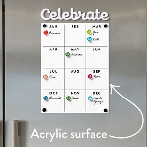 Acryl koelkastkalender | Magnetisch droog uitwisbaar kalenderdecor |  Bord voor familiefeest |  Acryl whiteboardplanner | Housewarmingcadeau