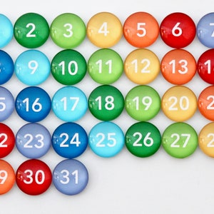 Rainbow Number Magnets Set of 31 | Dry Erase Board Magnets | Teacher Supplies | Magnetic Colorful Fridge Decor