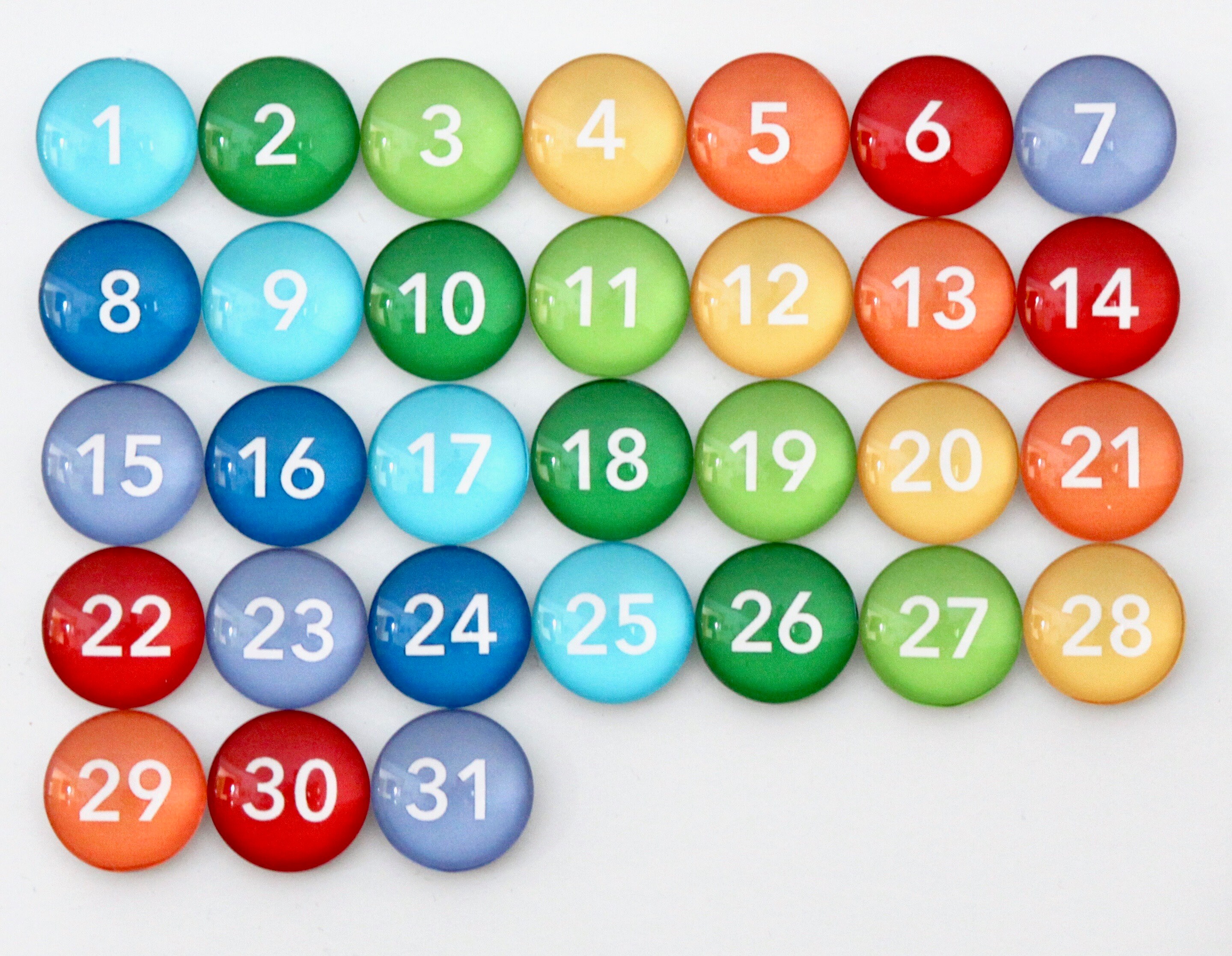 Buy 31 Gorgeous Rainbow Calendar Number Glass Magnets for Dry Online in  India - Etsy