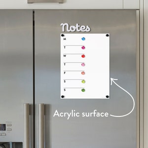 Magnetic Dry Erase Memo Board | Weekly Planner | Acrylic Fridge Calendar | Lucite Calendar | Kitchen Organizer Dry Erase Board |