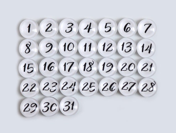 White Number Glass Magnets