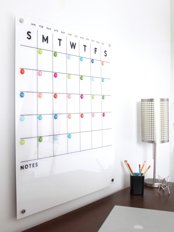 Acrylic Calendar MAGNETIC Notes on Bottom. Lucite Calendar Dry Erase  Calendar Magnetic Calendar MAGNET NUMBERS Sold Separately 