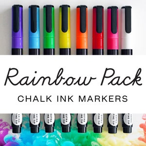 Rainbow Chalk Ink Markers w/ EXTRA FINE TIP | Clear Acrylic Whiteboard Markers | Suitable for Acrylic Dry Erase Boards | Non-Toxic Pens