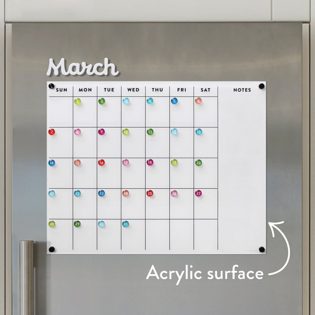 Dry Erase Calendar Fridge Calendar Lucite Calendar Etsy