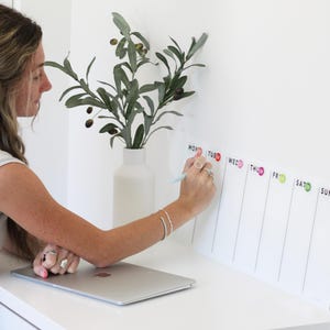 Calendar for Non-Magnetic Fridge or Wall | Acrylic Fridge Chart | Premium Lucite Dry Erase Weekly Planner | Wall Mounted with Command Strips