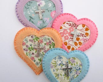Pocket prayer heart or hug, Christian cross comfort keepsake, sympathy gift