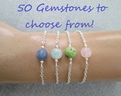 Choose your own gemstone bracelet, minimalist crystal bead jewelry, custom friendship gift, amethyst, obsidian, moonstone, aquamarine, jade