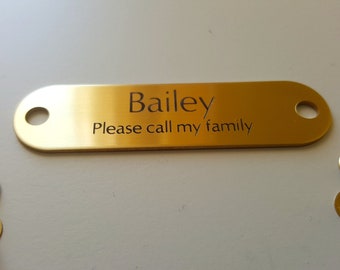 BRASS RIVET Pet TAG Id For Dog Collar Name Engraved Plate with Rivet Set