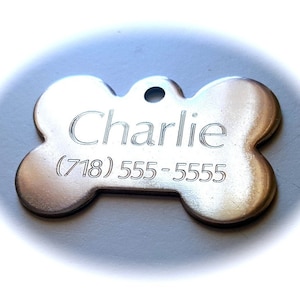 Diamond Deep Engraved Stainless Steel Pet ID Tag: Double Sided