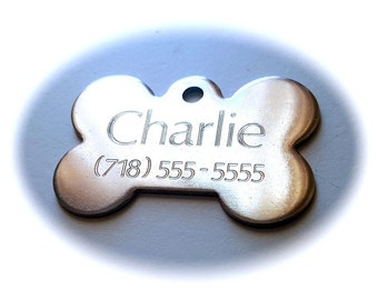 Stainless Steel Tags Diamond Deep  Engraved  Pet ID Tags Double Sided Tags