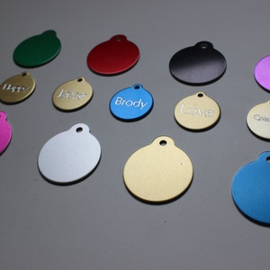 Diamond Engraved Circle Pet ID Tag: Custom Double Sided Aluminum
