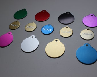 Pet Tags CIRCLE Tags Diamond Deep Engraved Pet ID Tags Doubled Sided Tags Custom Personalized Pet Id Tag