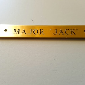 SADDLE PLATE Notched 2.5&quot;x 3/8&quot; BRASS Custom Engraved Halter Brow Name Pet Tag